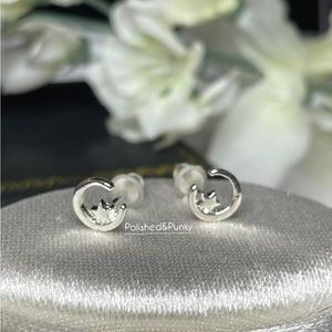 Silver Moon Star earrings stud earrings small earrings minimalist earrings boxed